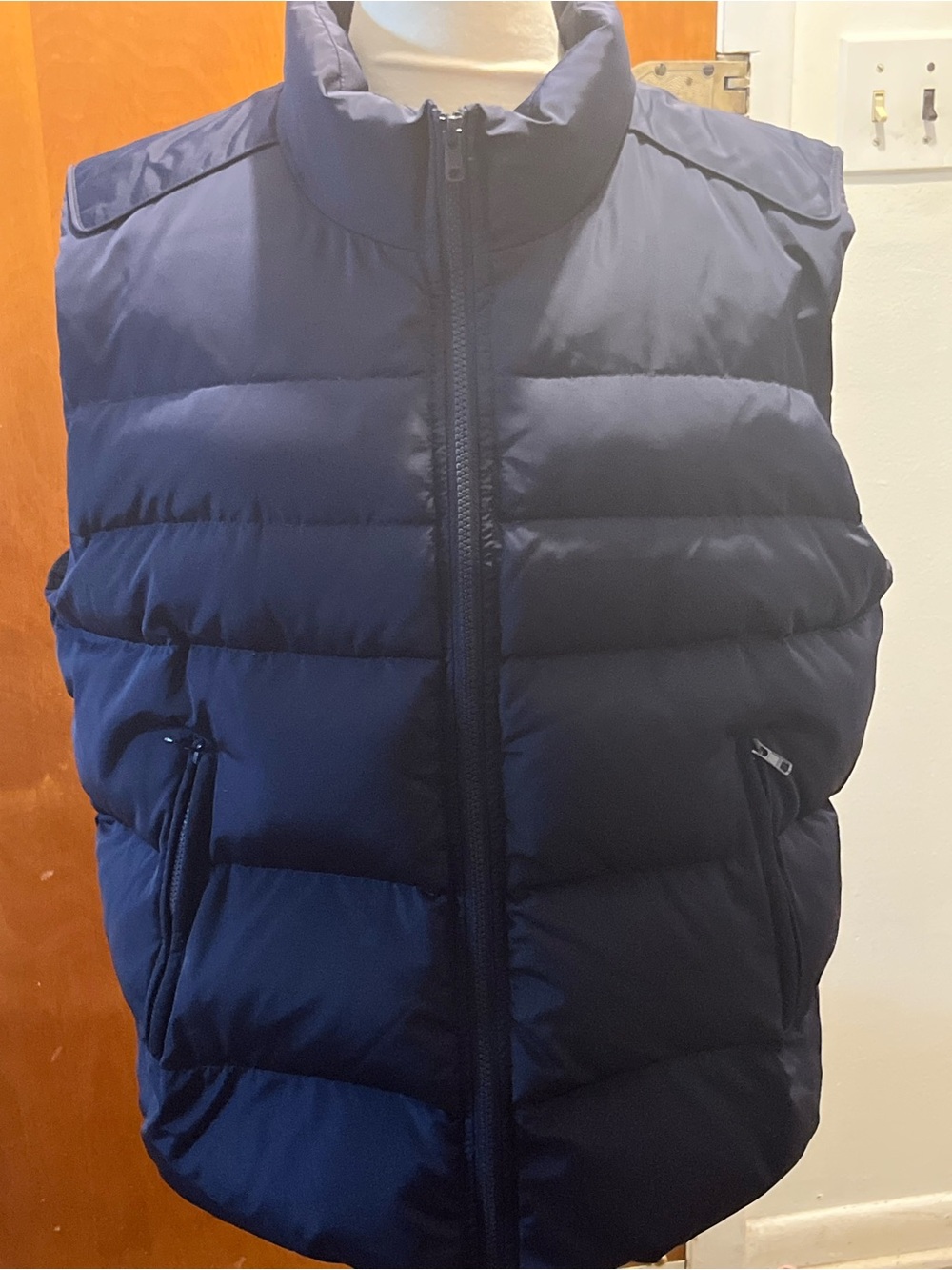 Monoprix Homme Men's Navy Blue Puffer Vest.  Size XL. Zip Front. Stand Up Collar